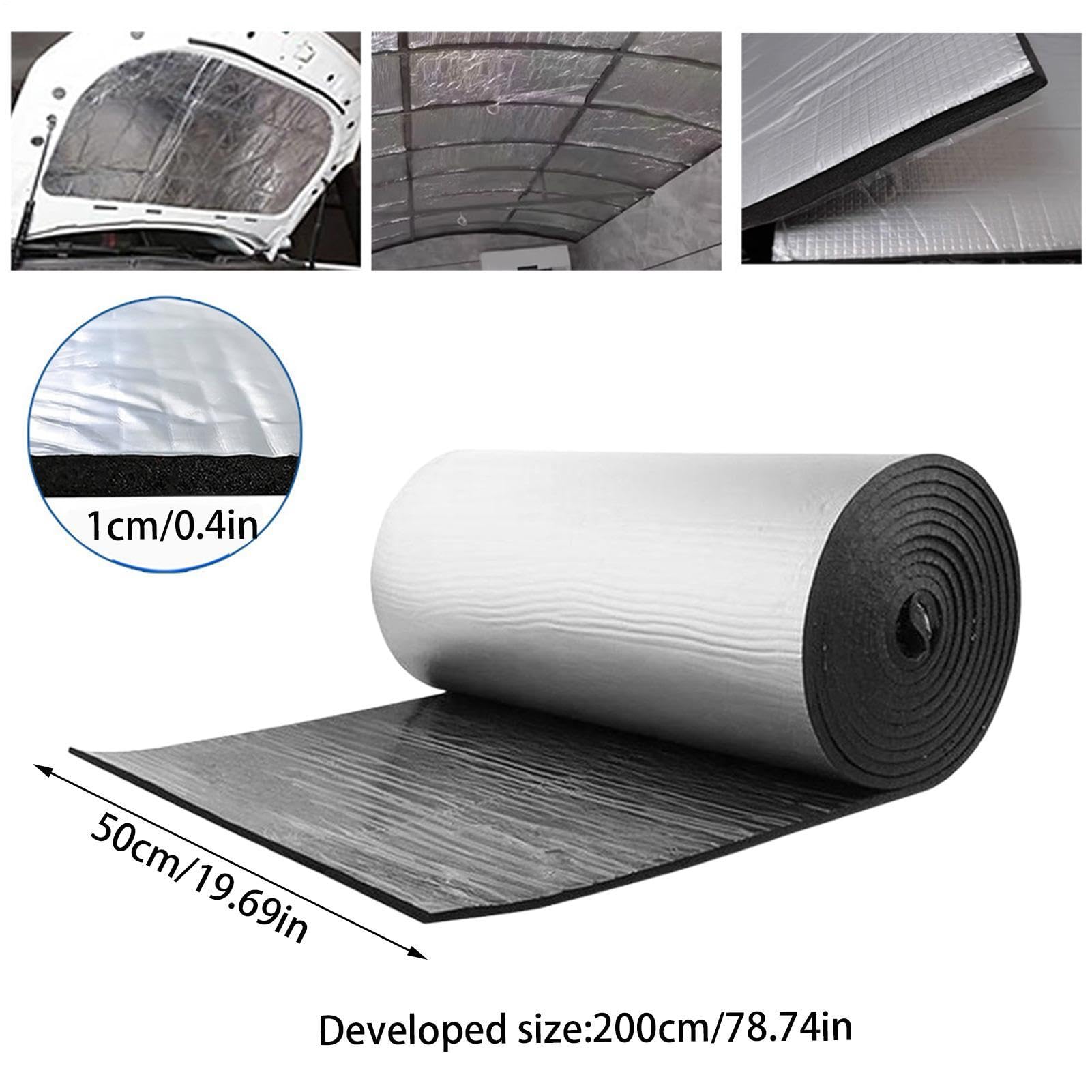 Auto-Schalldämmmatte 200x50 cm selbstklebend & zuschneidbar zur | Dämmmaterial für Wohnmobile für Türen Motorhaube Kofferraum Fahrwerk Sommer Winter