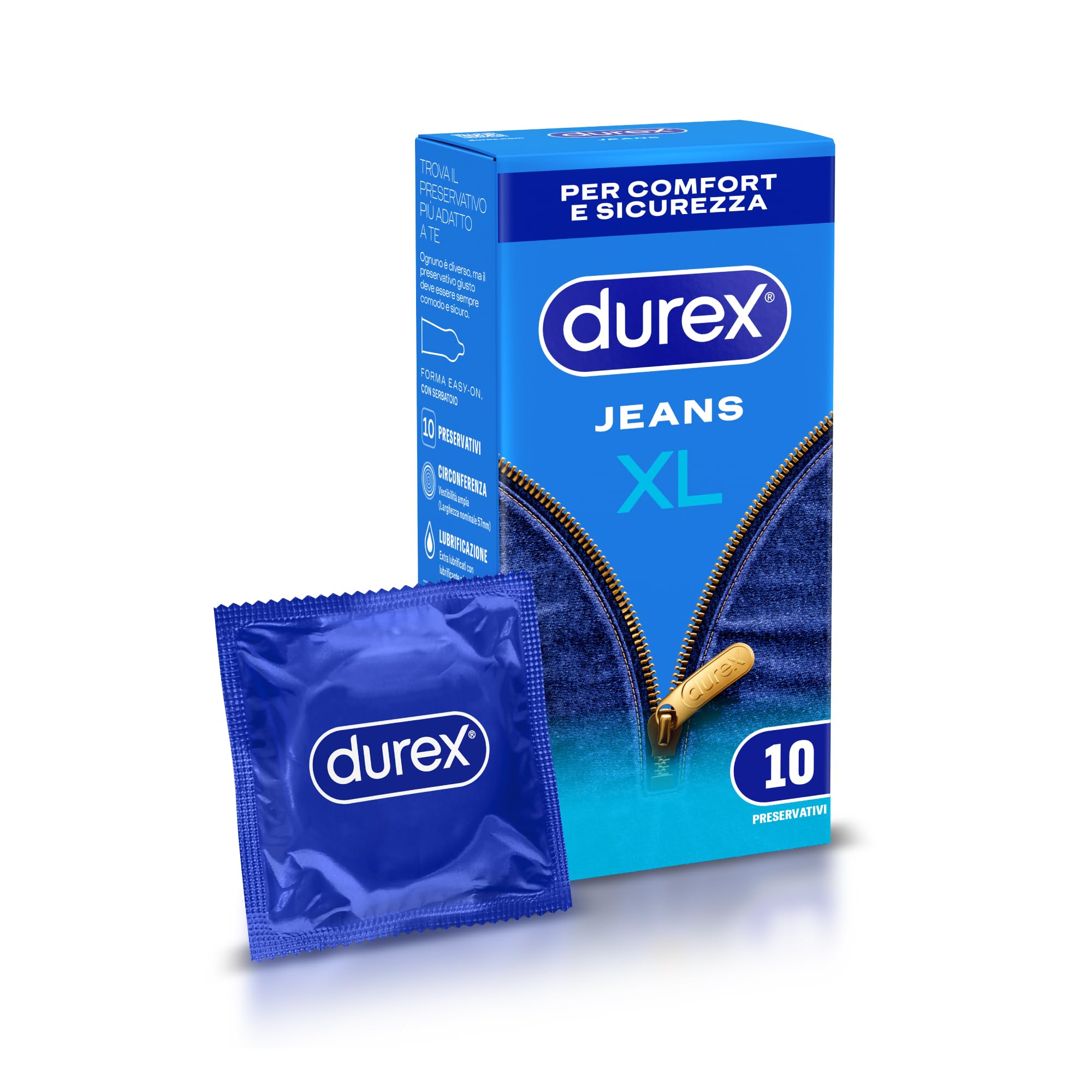 Durex Settebello XL Preservativi Extra Large, 10 profilattici