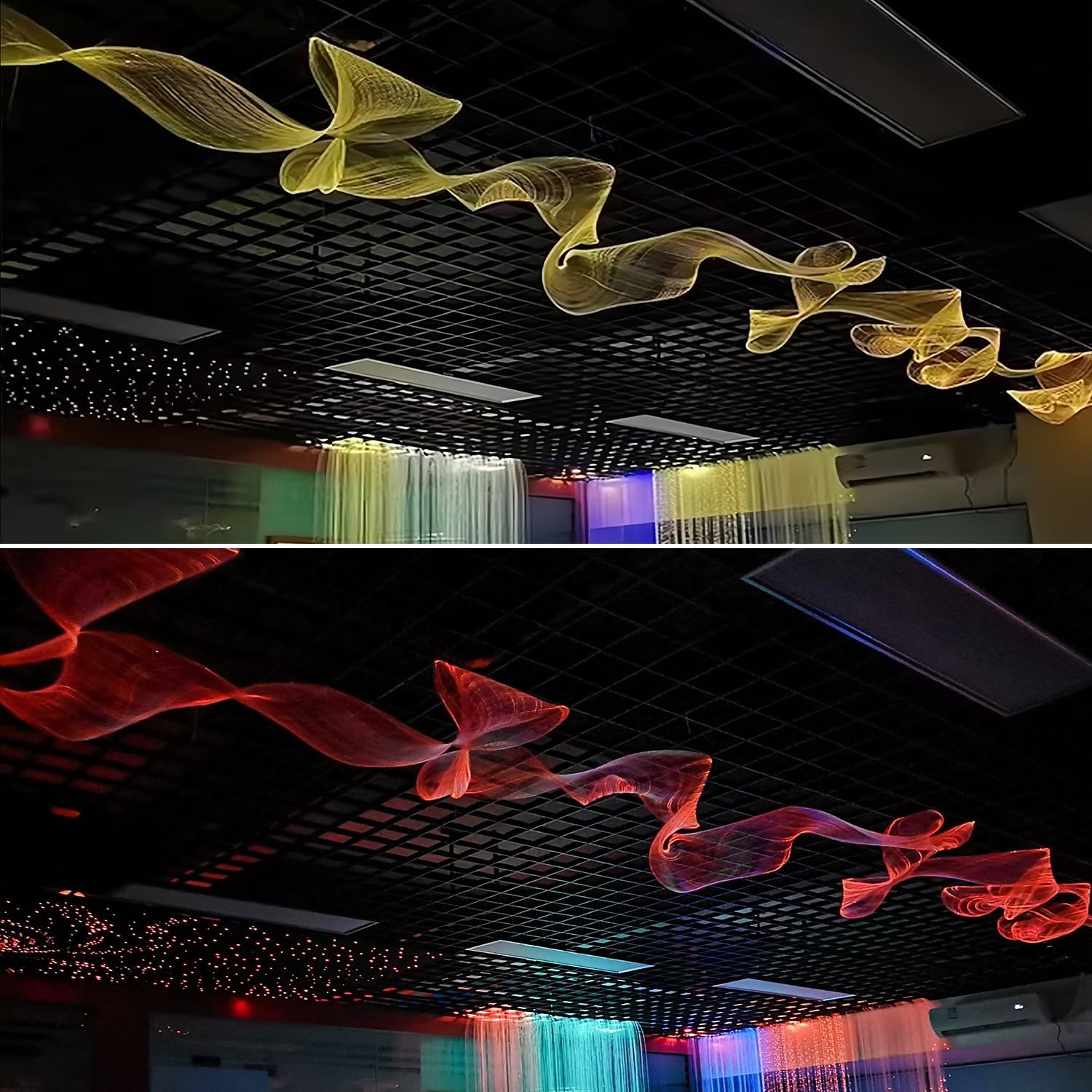 LED Fiber Optic Light DIY Mesh Kits for Ceiling Wall Party Bar KTV Halloween Christmas Decoration with APP and Remote Control 16 Million DIY Colors Fiber Optic Christmas Lights - 118inch