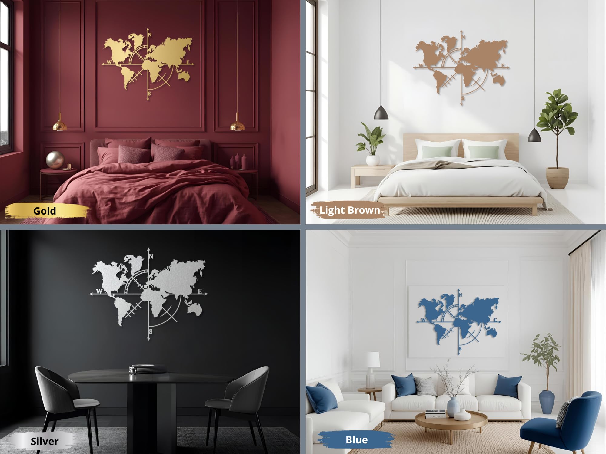 VAILLA ® Mappa del mondo, Decorazione da parete in legno, decorazione da parete in nero, oro, 3D, decorazione da parete per casa, ufficio, camera da letto, soggiorno (Mappa del mondo 5)
