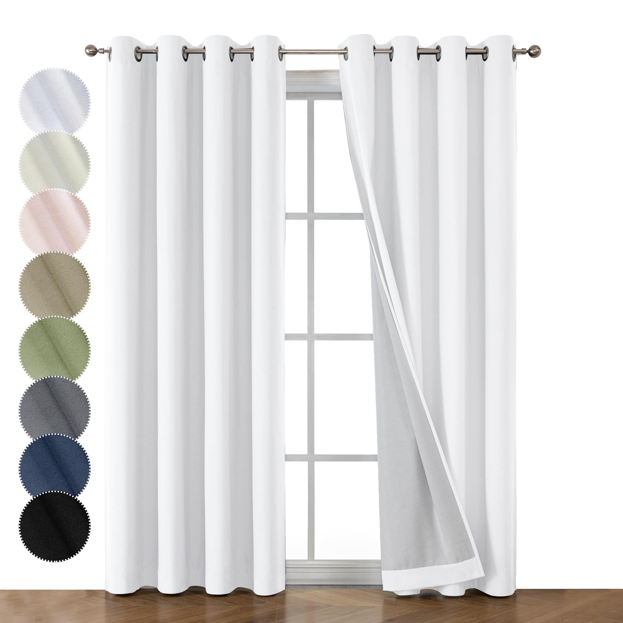 White Blackout Grommet Curtains Lattice Print Blackout Curtains,