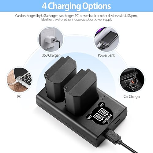 Miniatura 5 de ENEGON Cargador USB LED NP-FZ100 para batería Sony NP-FZ100, totalmente compatible con Sony A9/A9R, A73/A7R3, A7III/A7RIII/A7RIV/A7C, A6600.