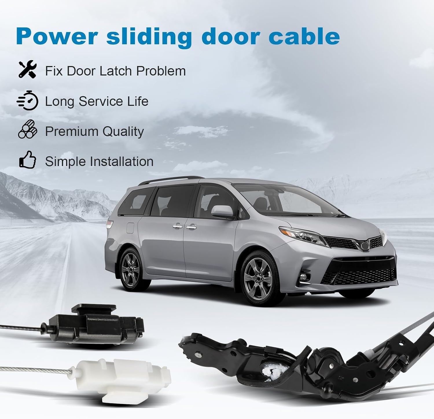OTO-K Sliding Door Cable Compatible with Toyota Sienna 2003 2004 2005 2006 2007 2008 2009 2010,Right Passenger Side Power Sliding Door Cable Kit w/o Motor,Replace#85620-08042