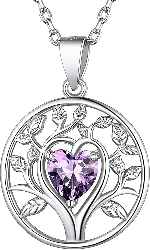 Suplight Arbol de Vida Colgante Redondo con Cristal Amatista Lila de Febrero Col