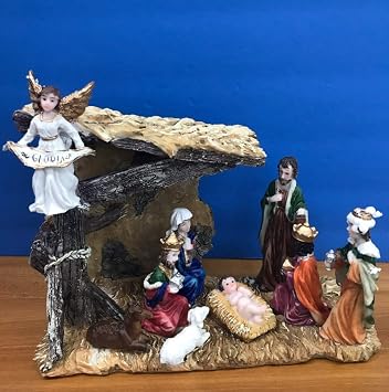 Unique Christmas Nativity Set with Stable and Figurines - 6.5 in.