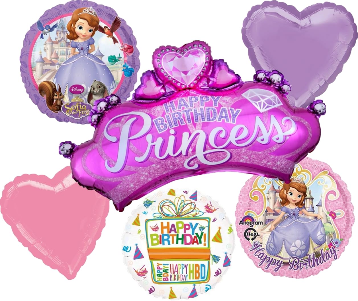 Anagram Princess Sofia Birthday Party Supplies Princess Crown Balloon Bouquet Decorations