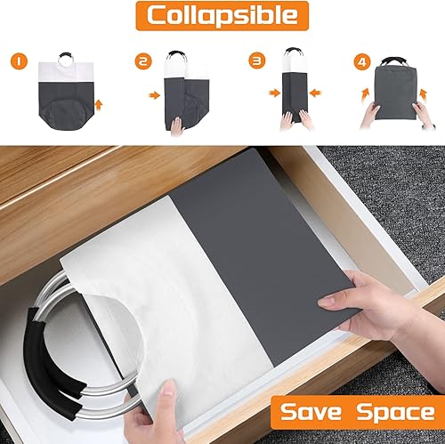 Miniatura 6 de BlissTotes - Canasta de lavandería plegables para ropa sucia, canasta impermeable con asas de aluminio protegidas de espuma para dormitorio