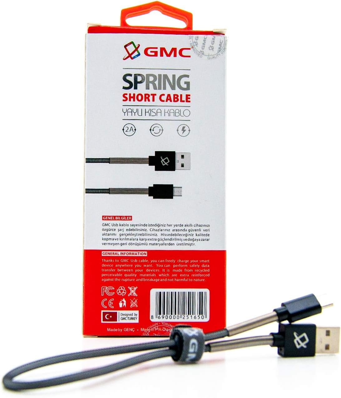 GMC MİCRO UÇ USB Yaylı Kısa USB KABLO