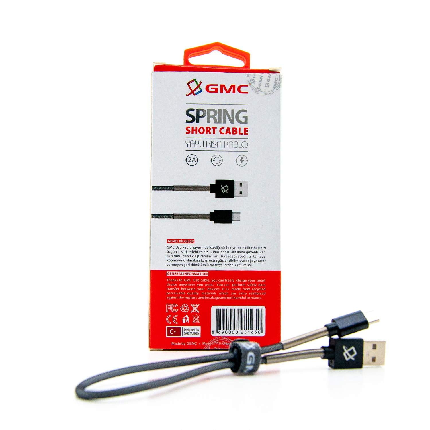 GMC MİCRO UÇ USB Yaylı Kısa USB KABLO