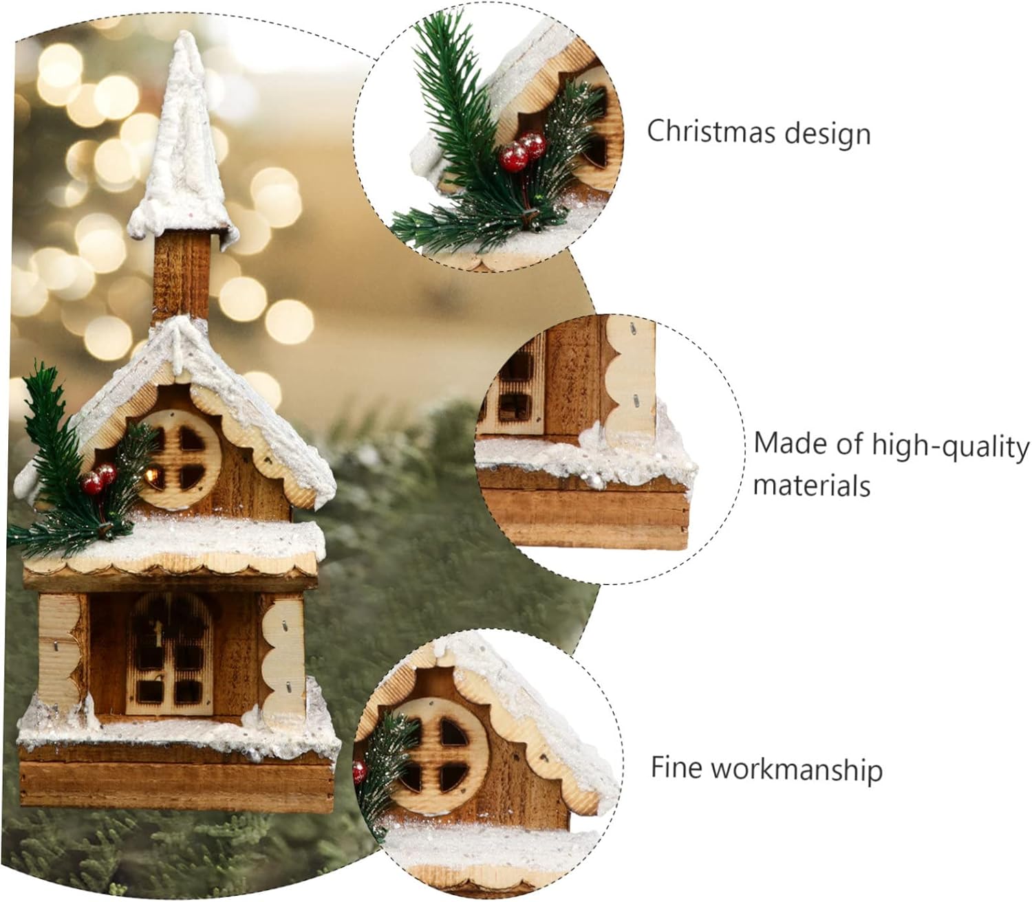 Alipis 1pc Christmas House Ornament for Holiday Decor Rustic Lighted Cottage for Tabletop Display and Festive Scene Arrangement
