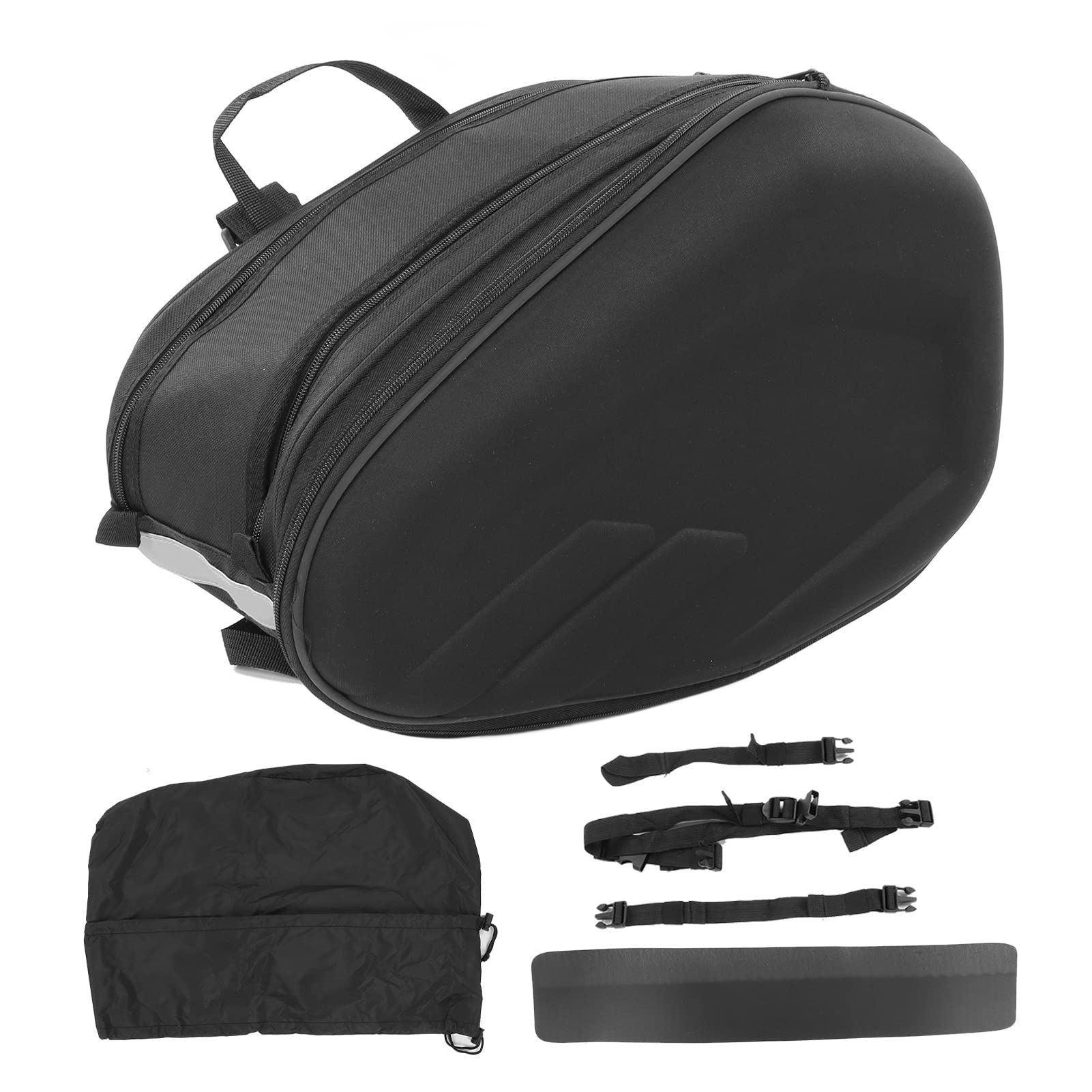 Drfeify Motorrad-Satteltasche, 1 Paar, 600D-Oxford-Stoff, Motorrad-Seitentaschen, 36 L Bis 58 L, Erweiterbare Kapazität mit Regenschutz für Reisen, Pendeln, Tourenfahrer (Black)