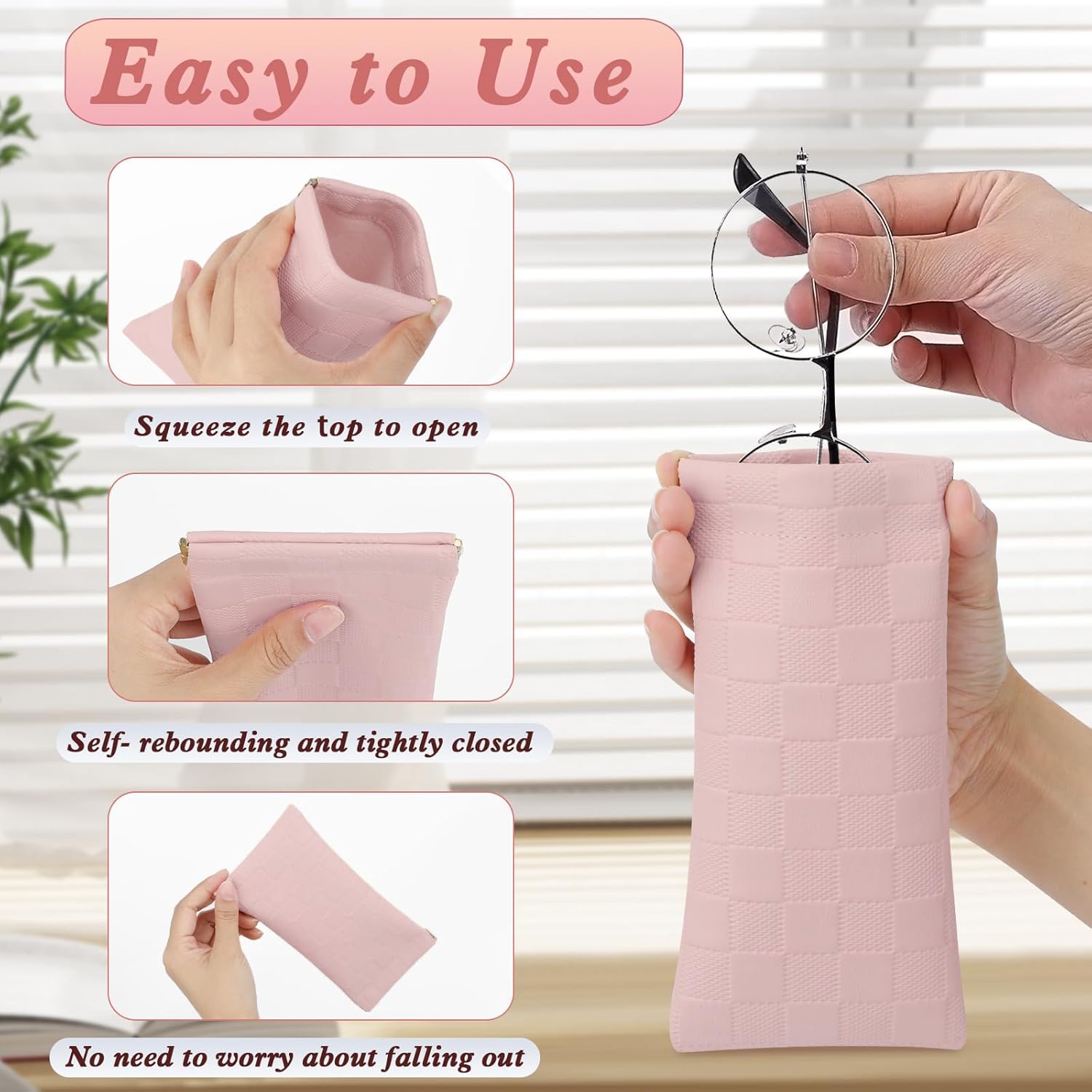 eyeglasses bag Soft Glasses bag, Portable Squeeze Top Sunglasses Case Travel for Women Girls - Image 5