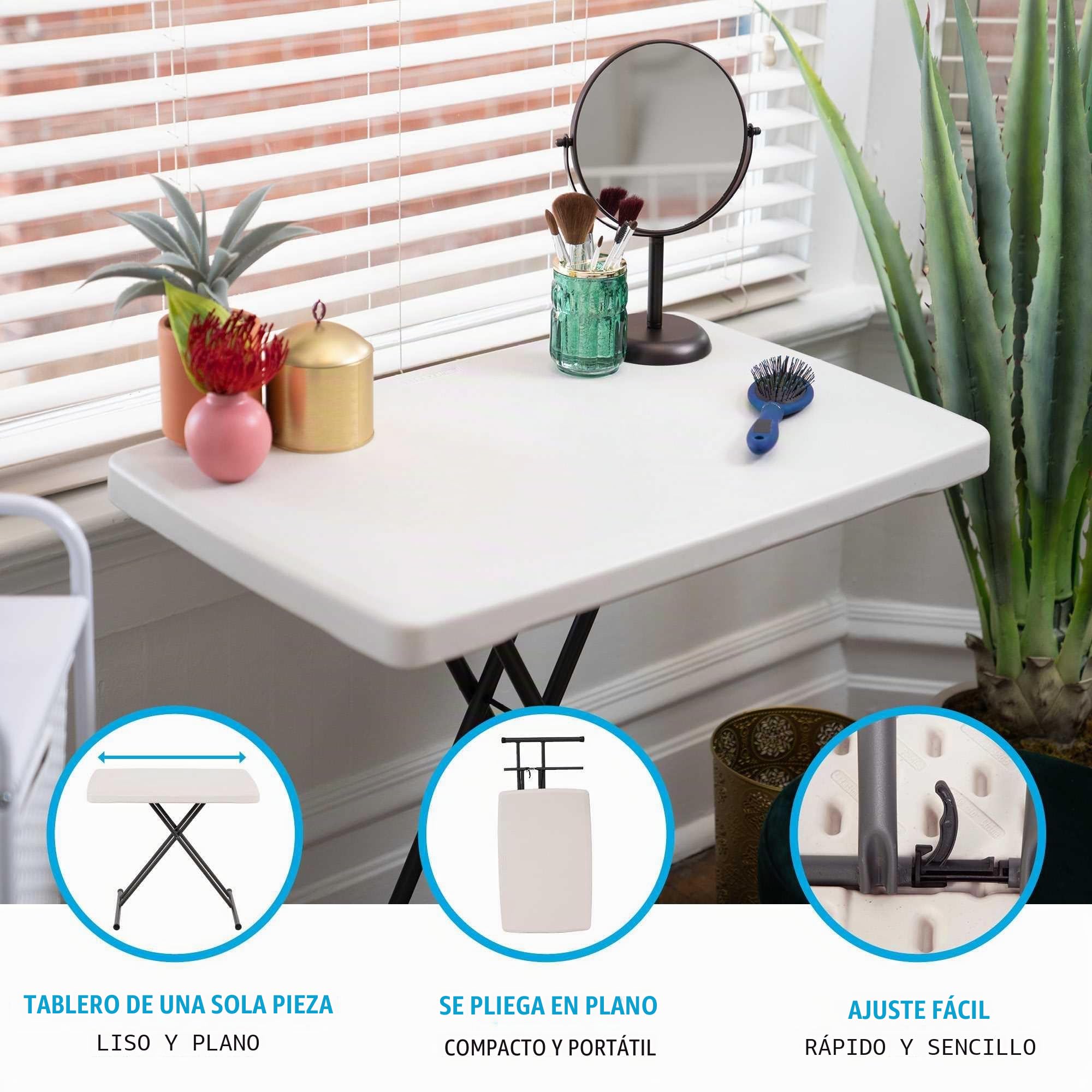 Lifetime Mesa Personal de Altura Ajustable de 76 cm, Almendra