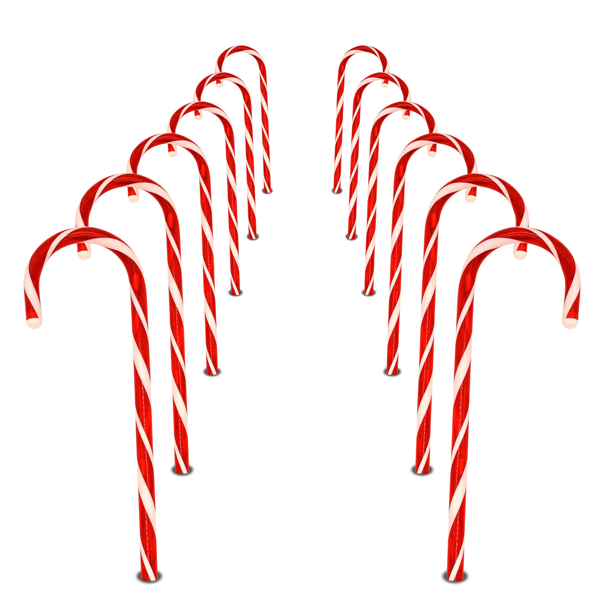 Joiedomi 12 Sets Christmas Candy Cane Pathway Markers Lights, 12” Christmas Stakes Lights, Outdoor Christmas Decorations Lights for Holiday Xmas Indoor Yard Patio Garden Walkway