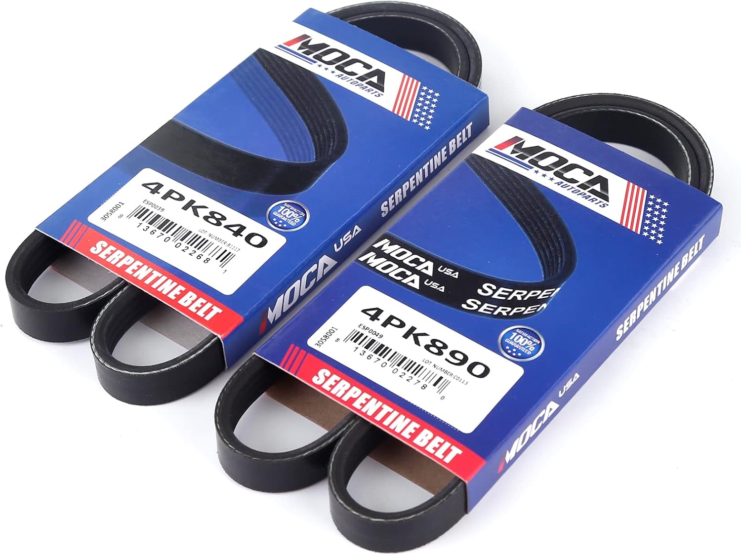 MOCA 4PK840 4PK890 Serpentine Belts Fit 1991-1995 for Toyota MR2 Base Coupe 2-Door2.2L 2164CC l4 Gas DOHC Naturally Aspirated from 5/91-5/5 with Both a/c and p/s