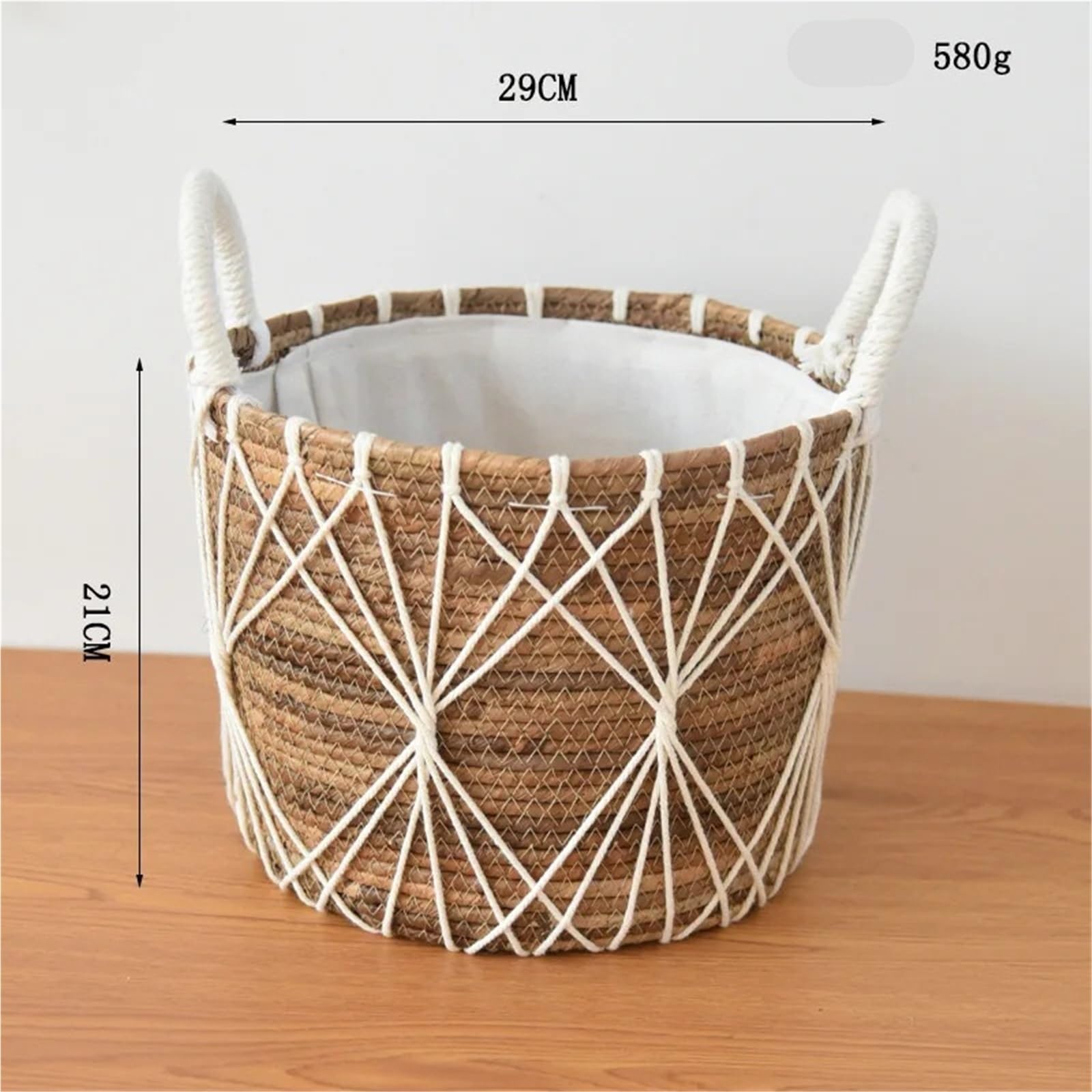 Cache Pot en Osier Panier de jardinière d'intérieur en jonc mer avec Doublure, paniers Osier tissé imperméable for Plantes, Pot Fleur, décoration Jardin Maison(29CM)