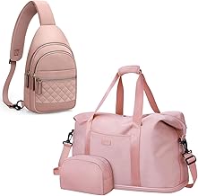 Capolo Expandable Travel Duffle Bag + Crossbody Bags for Women(Pink)