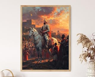 Shivaji Maharaj Gudi Padwa Art Marathi New Year Wall Print Hindu Festival Painting Maharashtrian Cultural Decor