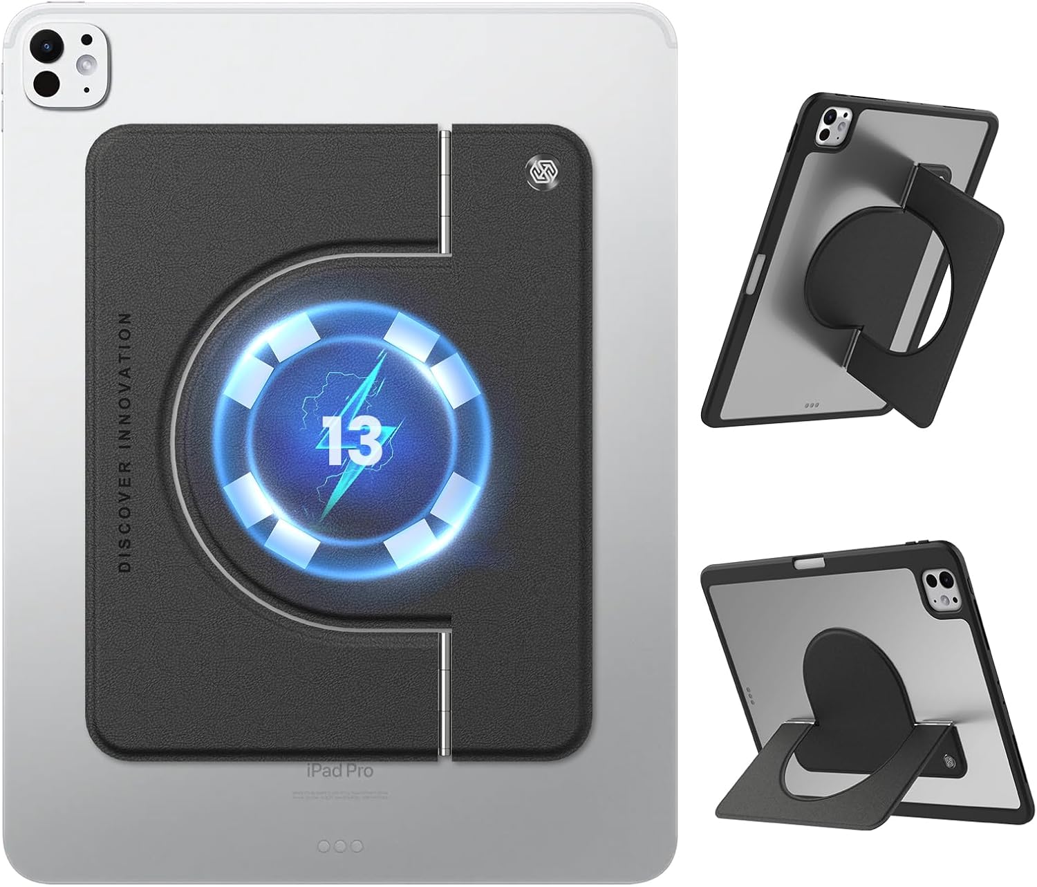 Nillkin FlexWing iPad Magnetic Adjustable Tablet Stand Magsafe Grip with SnapHold Ultra Wall Mount Fit for iPad Pro 11/13 Air 11 M3 M2 and Other Tablet e-Reader (Black, for Over 11-13 inch Device)