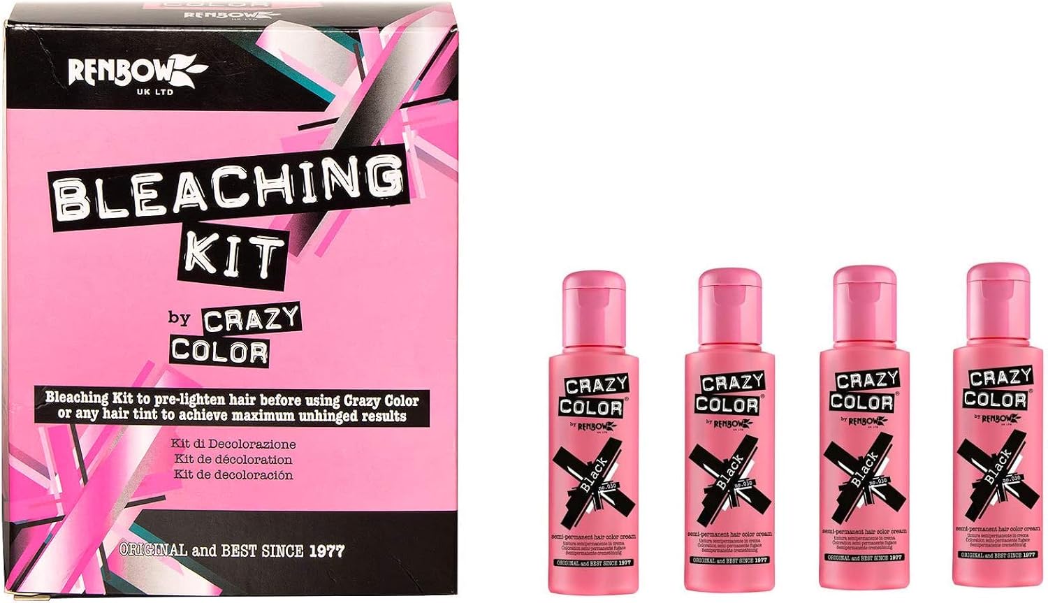 Crazy Color Hair Dye 100ml Black x4 and Bleaching Kit Amazon.co.uk