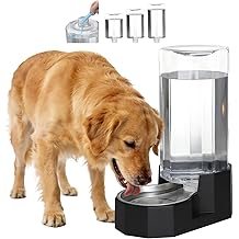 Sfozstra Large Dog Water Dispenser: 9L Automatic Black Water Feeder with Specialized Brush - Gravity Design for Multiple Pets in Garage Garden - Good for Spinal Health
