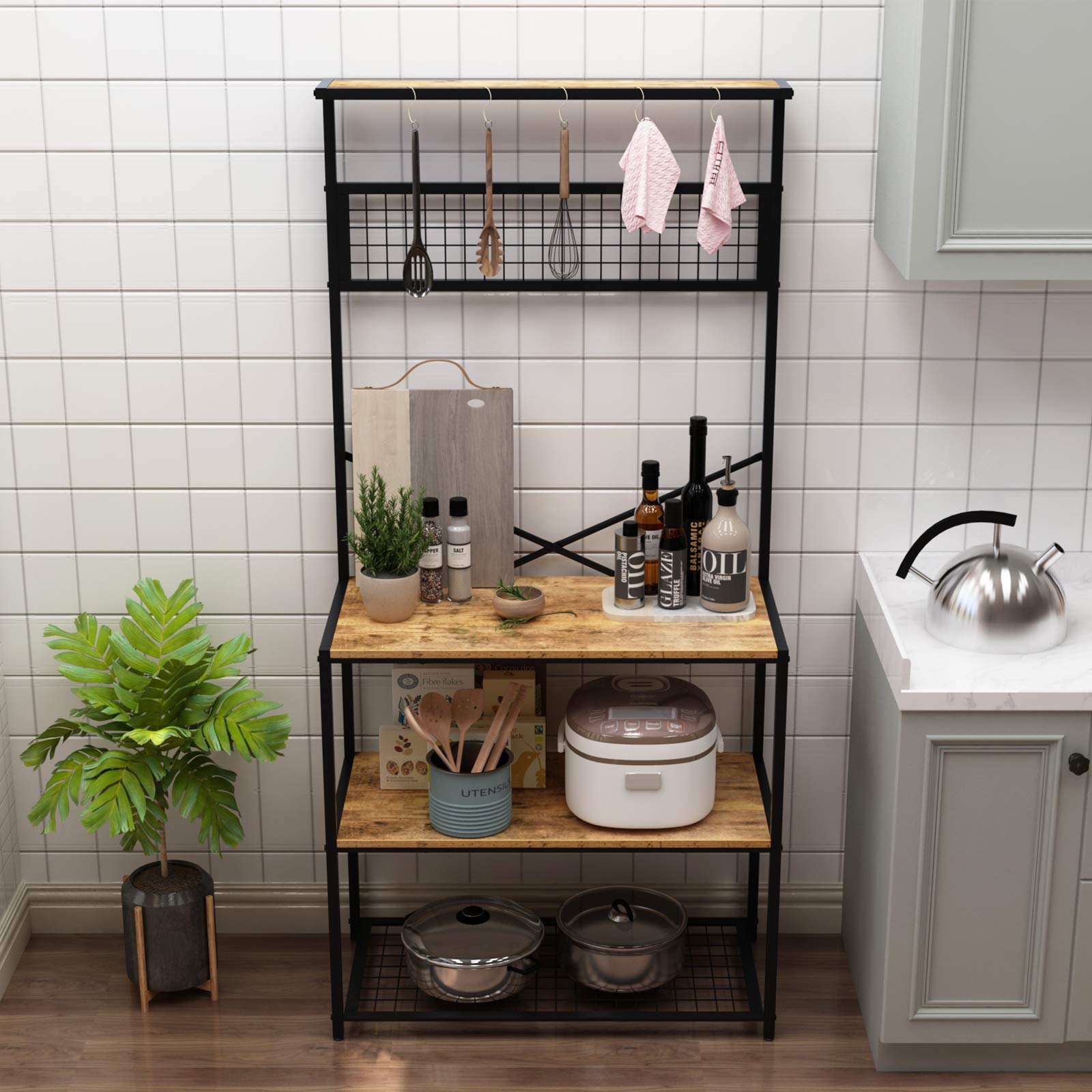 SogesHome Estantería para panadería, soporte para panadería, muebles de cocina, microondas, soporte para horno de cocina, espacio de trabajo con estante (D5003)