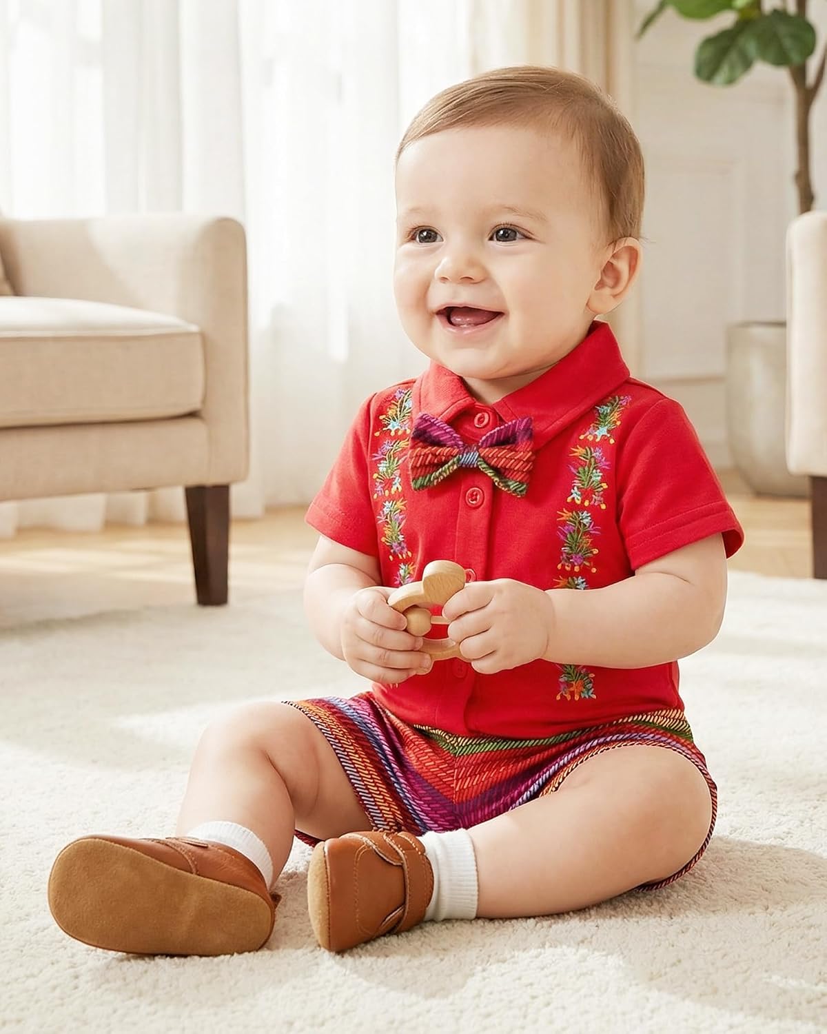 HINTINA Newborn Baby Boys Embroidery Mexican Shorts Outfits