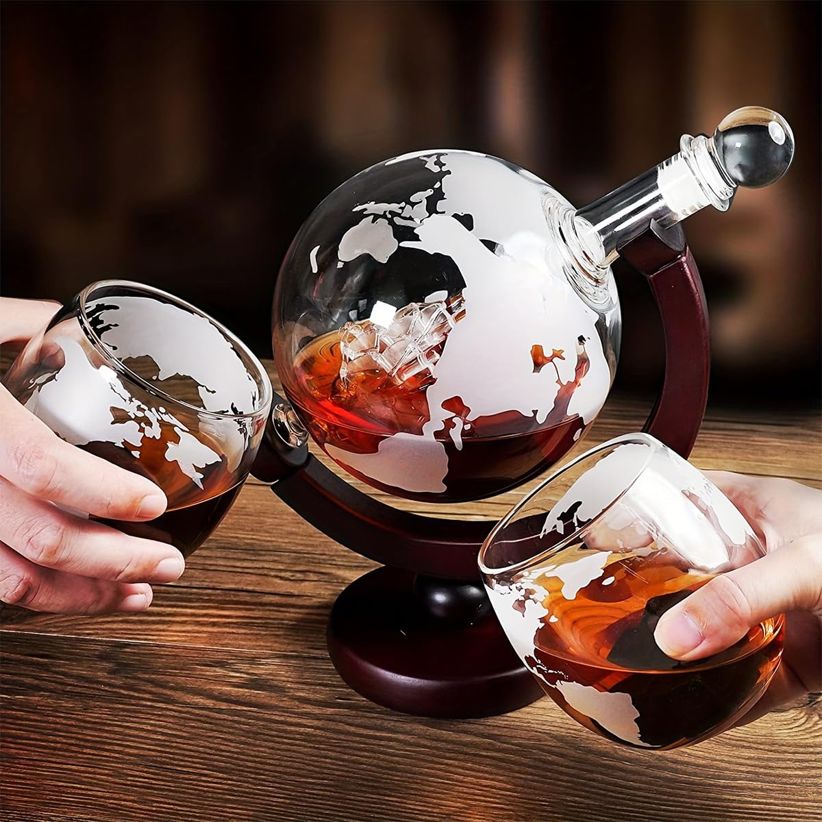 Whisky Globe Decanter con Juego de Vasos, Juego de Jarra de Whisky con 1 Decantador y 2 Vasos, Globe Decanter con Barco para Whisky, Scotch, Vodka Set de Regalo