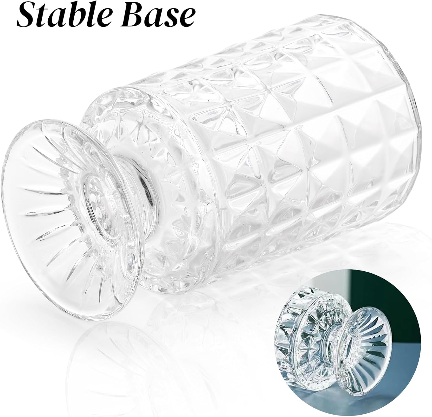 Goaste 3 Pack Embossed Big Base Vase, 7" Crystal Glass Vase, Hydroponic Green Plant Vases, Transparent Flower Vases with Ribbed Pattern for Wedding, Dining Table Centerpieces, Home Decor, Office - Image 4