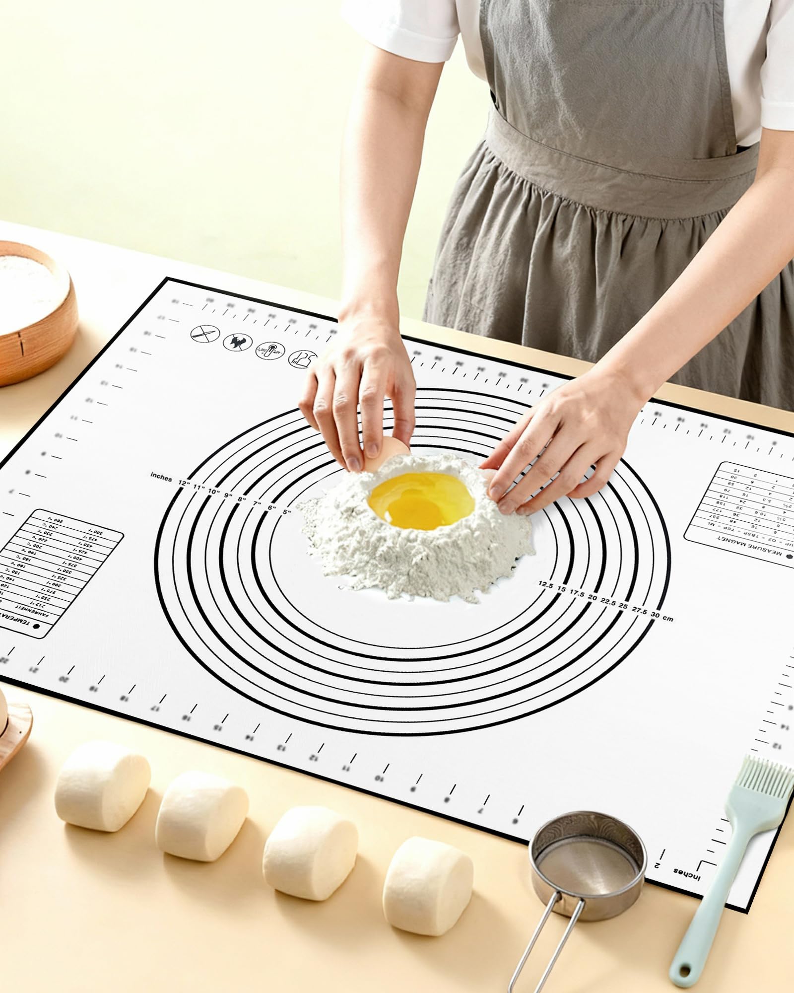 Huglux Silicone Baking Mat with Measurements 60 × 40 cm, Extra Large Thick Non-Stick Baking Pastry Mat, Rolling Kneading Mat for Pie/Bread/Pizza/Fondant — image 1
