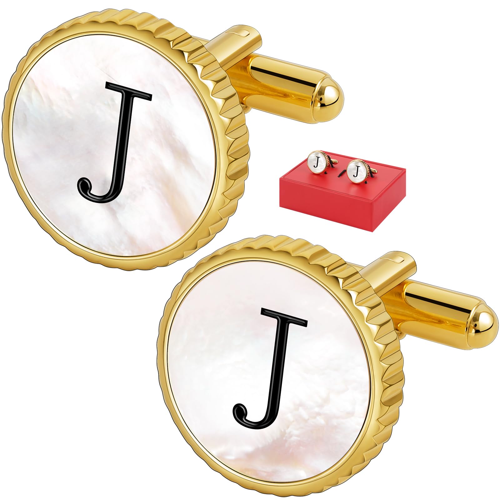 Cuff Links Mens Golden Silver Gunmetal Black, Cufflinks for Men Custom Initial Personalized Mother Of Pearl Mens Cufflink for Shirt Golden Silver Gunmetal Black Cuff Link Shirt for Wedding