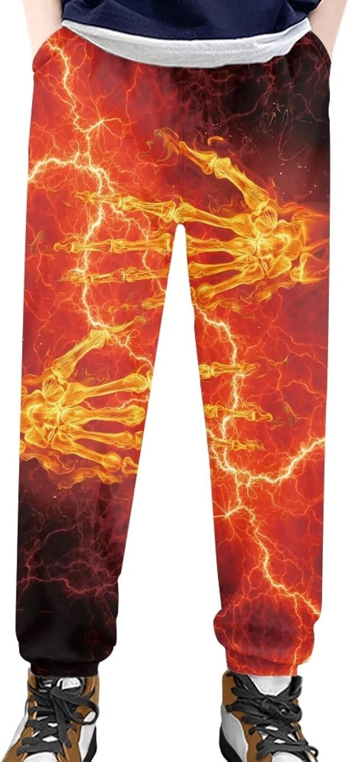Ystardream Baggy Boys Sweatpants with Front Pocket Layer with Hoodies for Street Style