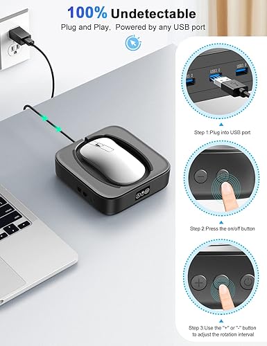 Miniatura 3 de EAXBUX Jiggler mecánico de ratón, dispositivo de movimiento de mouse indetectable con temporizador de intervalo ajustable, pantalla LED y movimiento