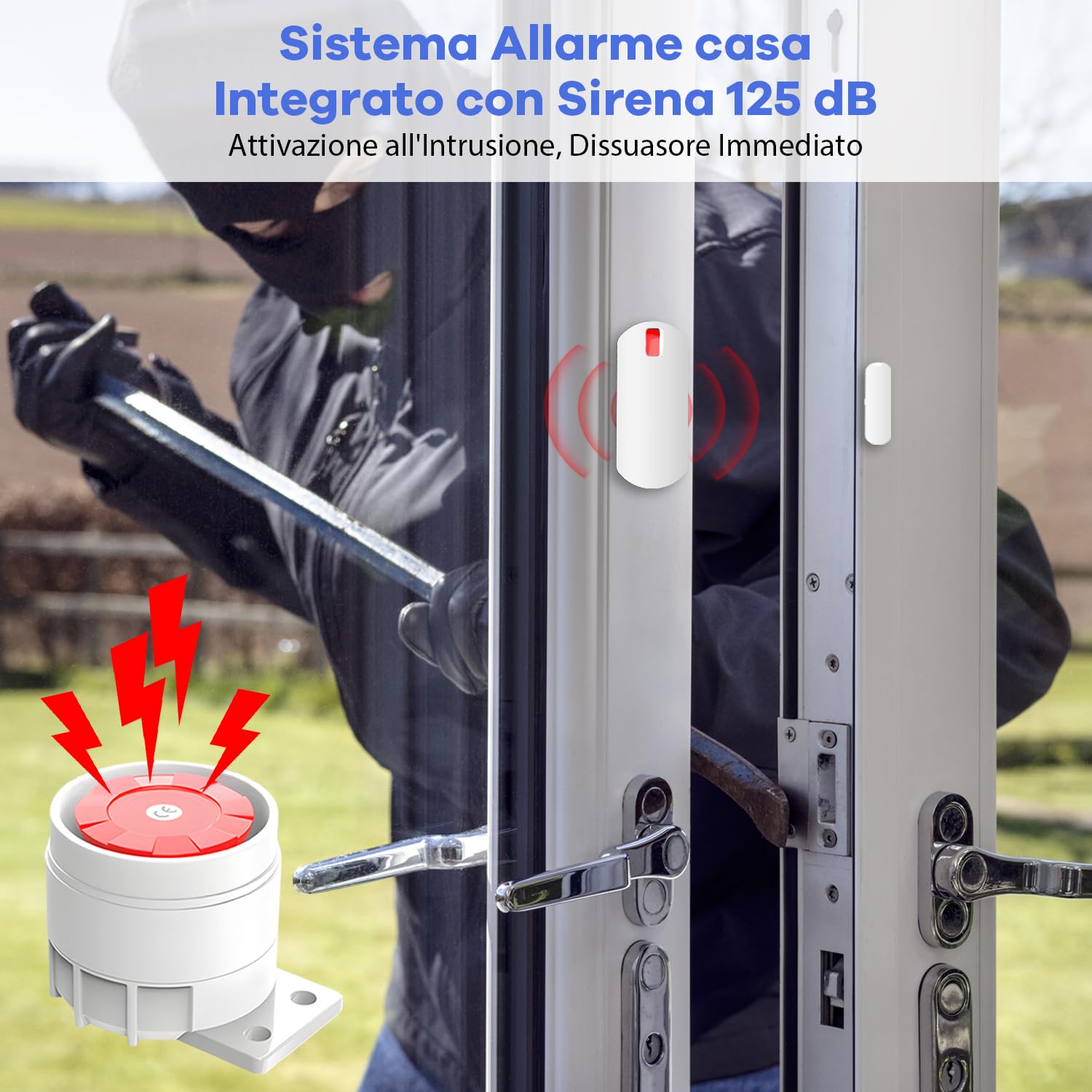 YISEELE Allarme Casa Senza Fili: Antifurto casa connettività 5 GHz Wi-Fi - Incluso 1 Sirena 125DB - 1 Pet Immunity PIR - 10 Sensori Porta/Finestra - 2 Telecomandi - 1 Hub - Compatibile Alexa & Google