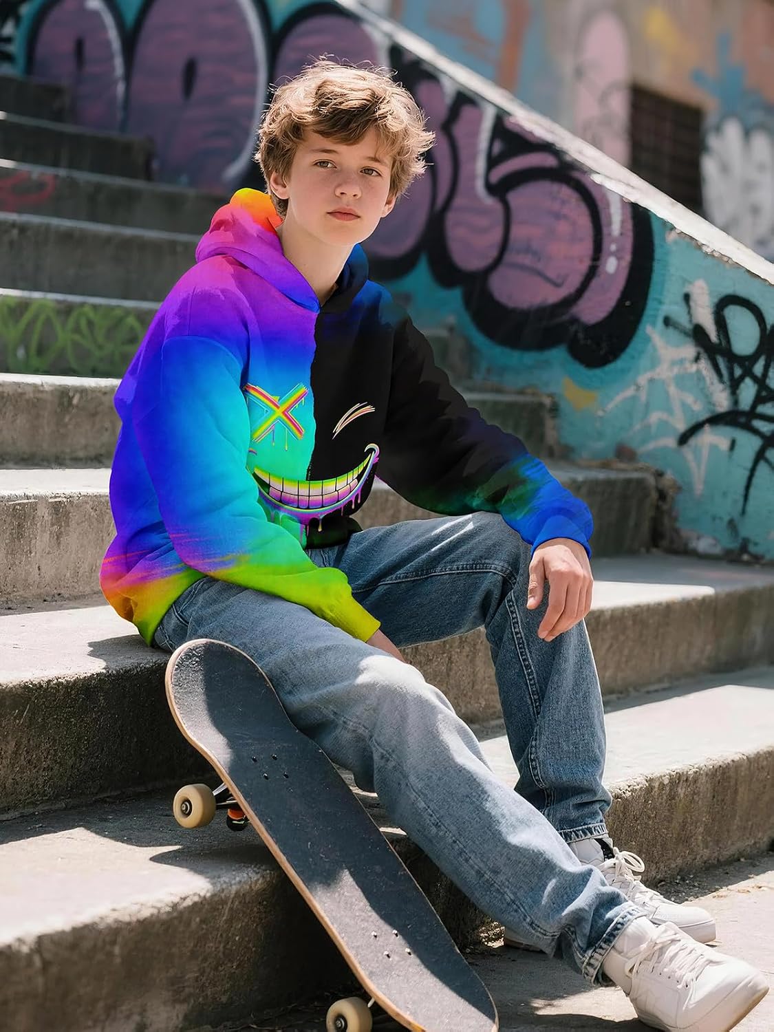 Boys Graphic Hoodie Sweatshirt, Kids 3D Pullover Cool Christmas Theme, Teen Boy Gift, 6-16 years