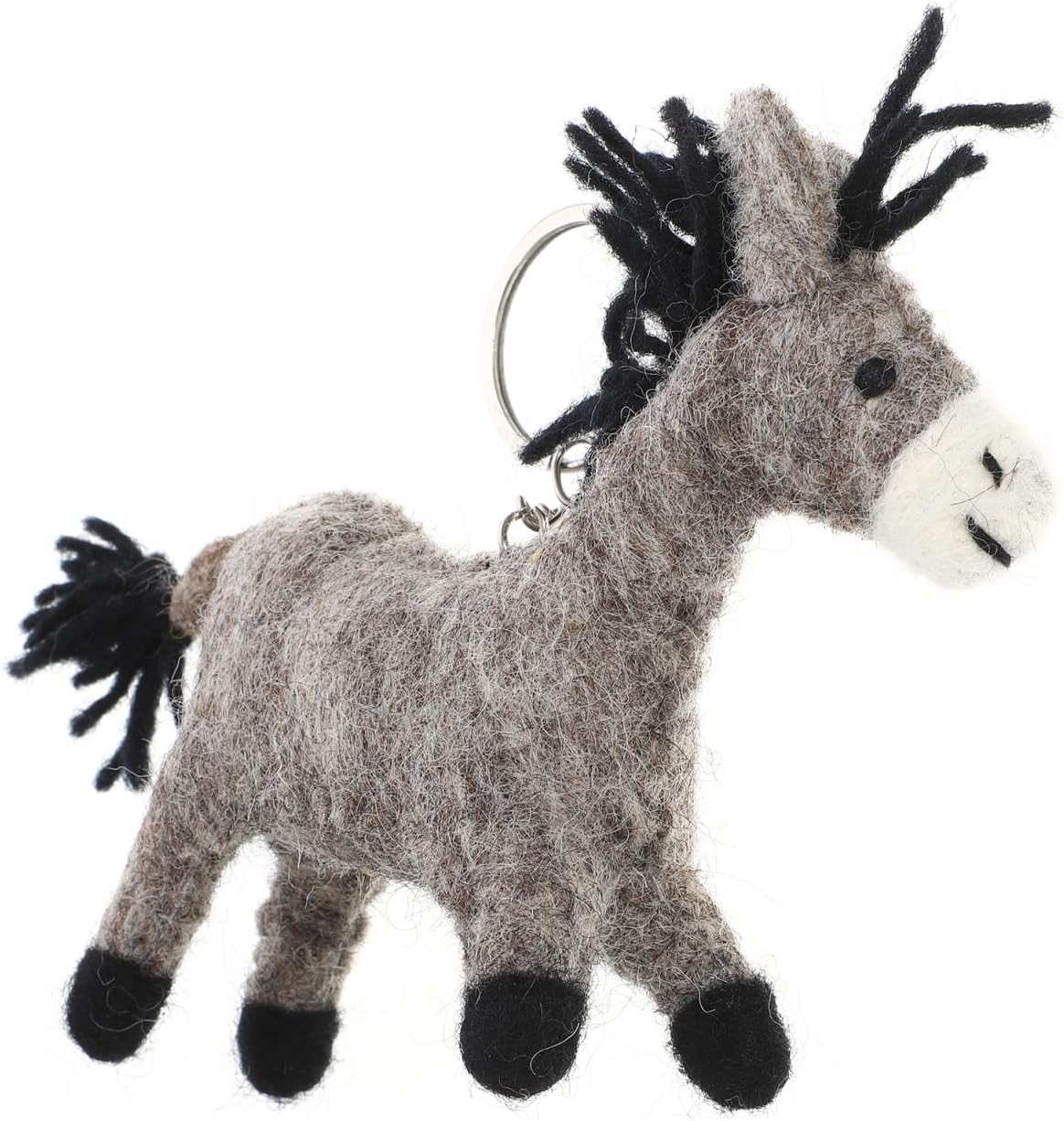 Totority Cute Wool Felt Donkey Keychain - Handmade Stuffed Animal Charm for Bags, Backpacks, Keys & Phones | Adorable Hanging Pendant