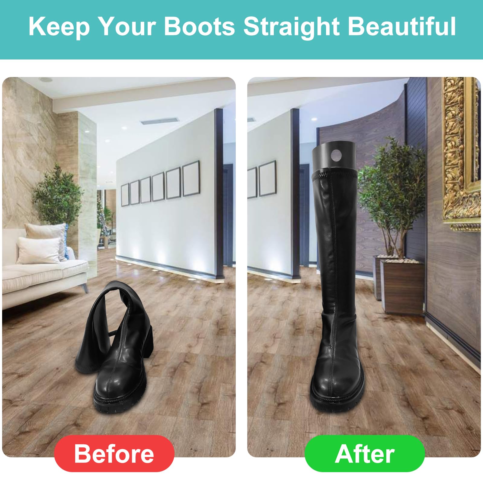 20 Piezas Soporte Botas Altas, Insertos de Formas de Botas Reutilizable de 8/12 Pulgadas, Moldeador de Botas Para Mujeres y Hombres, Negro