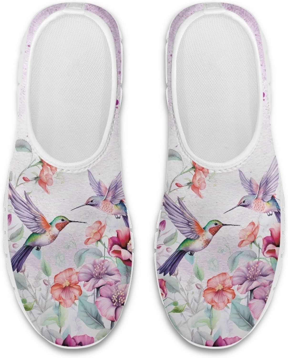 Hummingbird Floral Print Lightweight Walking Shoes for Women Mesh Casual Sneakers Size 5-10.5 - Image 2