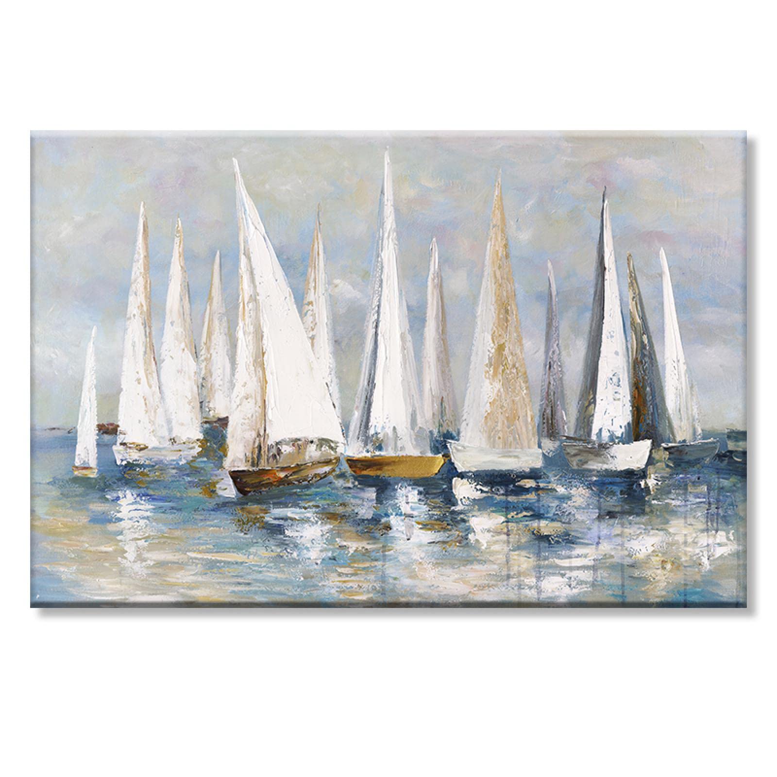 InSimSea Gerahmtes Leinwandbild „Küsten-Segelboot“ – 61x91 Cm, Weißes Segelboot, Wohndekor