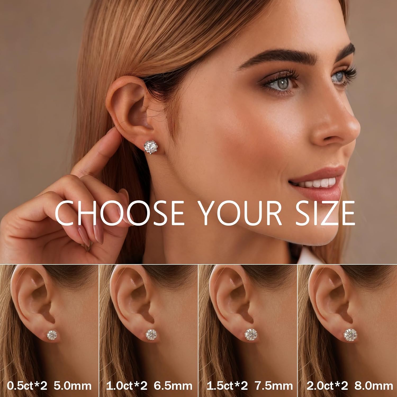 Moissanite Earring Studs for Women/Men, 0.5-2 Ct D Color VVS1 Snowflake Shaped Lab-Created Diamond Earrings, 925 Sterling Silver, White Gold Plated Earrings