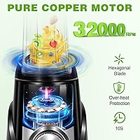 Vista 2 de Licuadora para batidos, licuadora de batidos de 32,000 RPM, licuadoras personales con 6 cuchillas afiladas, con taza portátil de 20 onzas y tapas