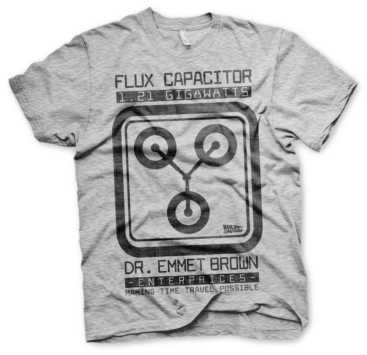 Back To The Future Men's Heather Grey Officially Licensed Flux Capacitor T-Shirt (Heather Grey), Large