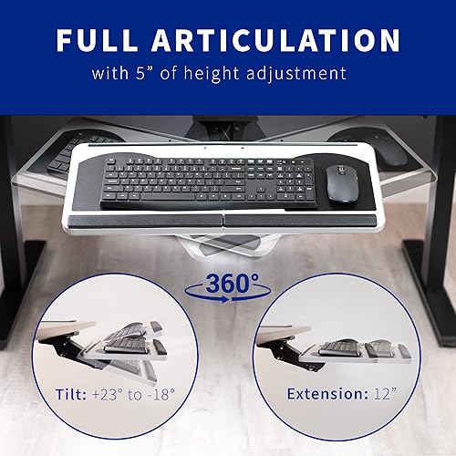 Miniatura 4 de Vivo (MOUNT-KB01) - Plataforma para mouse y teclado de computadora ajustable, ergonómica, para utilizar debajo del escritorio, con cajón de montaje