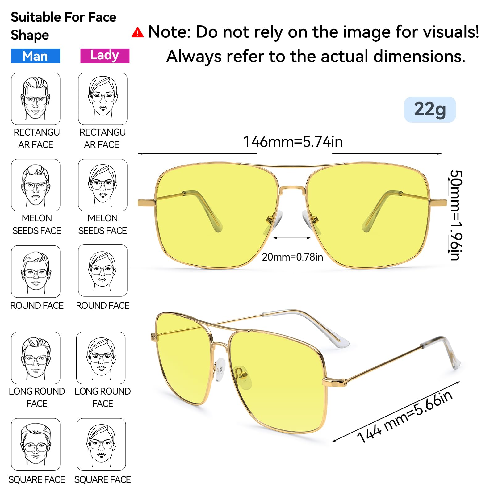 Dollger Klassische Quadratisch Brille Klare Linse Brille Metallbrille Nicht verschreibungspflichtige Brille für Damen und Herren