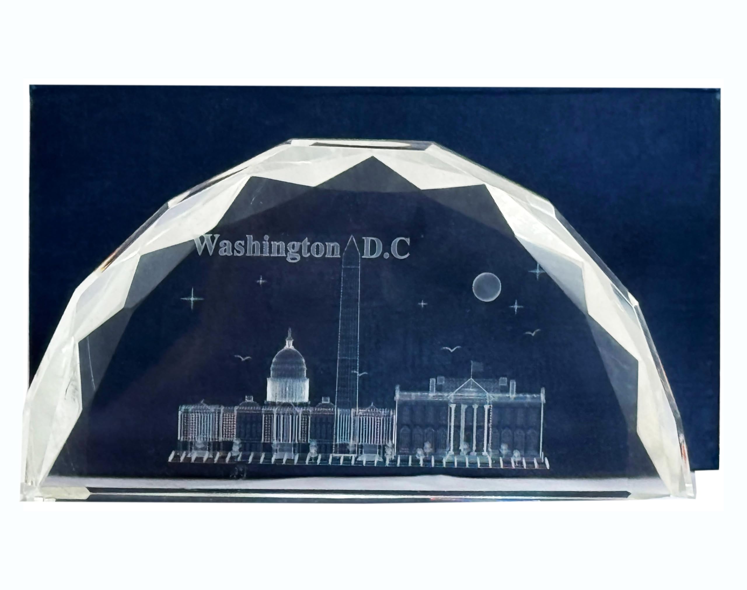 Fermacarte di lusso in cristallo Washington D.C. - Grande | iconici monumenti DC e skyline del paesaggio urbano | Elegante souvenir e decorazione per scrivania da ufficio