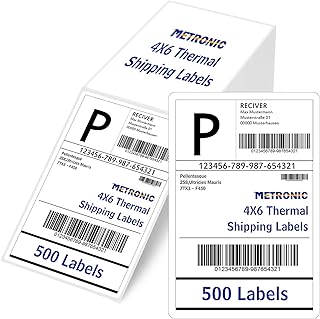 METRONIC Shipping Labels 4x6 500 Labels Fanfold Direct Thermal Label with Perforated and Strong Adhesive Mailing Stickers Paper Thermal Printer Sticker for Most Printer Shipping Supplies