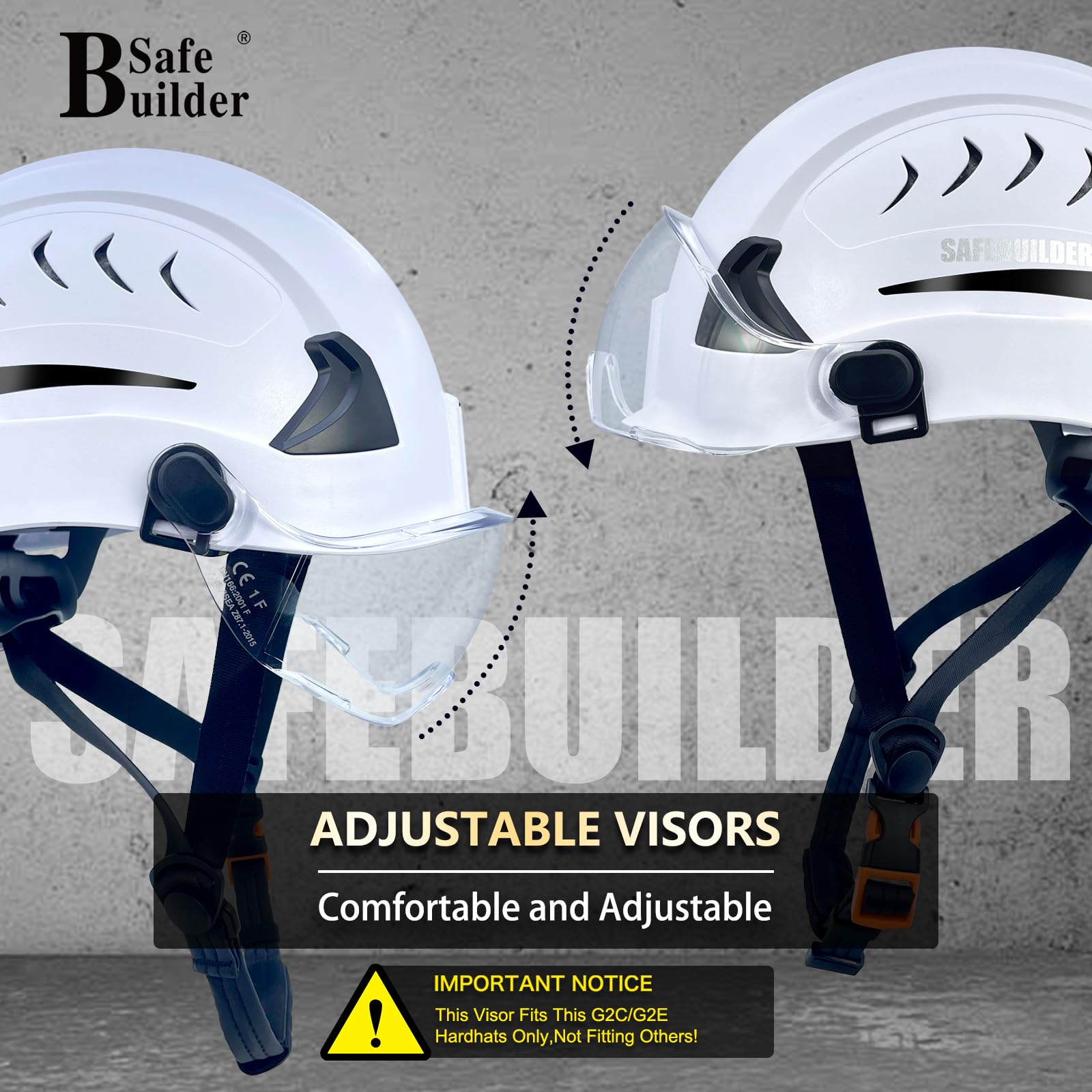 SAFEBUILDER G2C - Casco de seguridad ANSI tipo 2 clase C, casco duro, ventilado, forro EPS ligero, para trabajos de construcción en altura, rescate industrial, OSHA