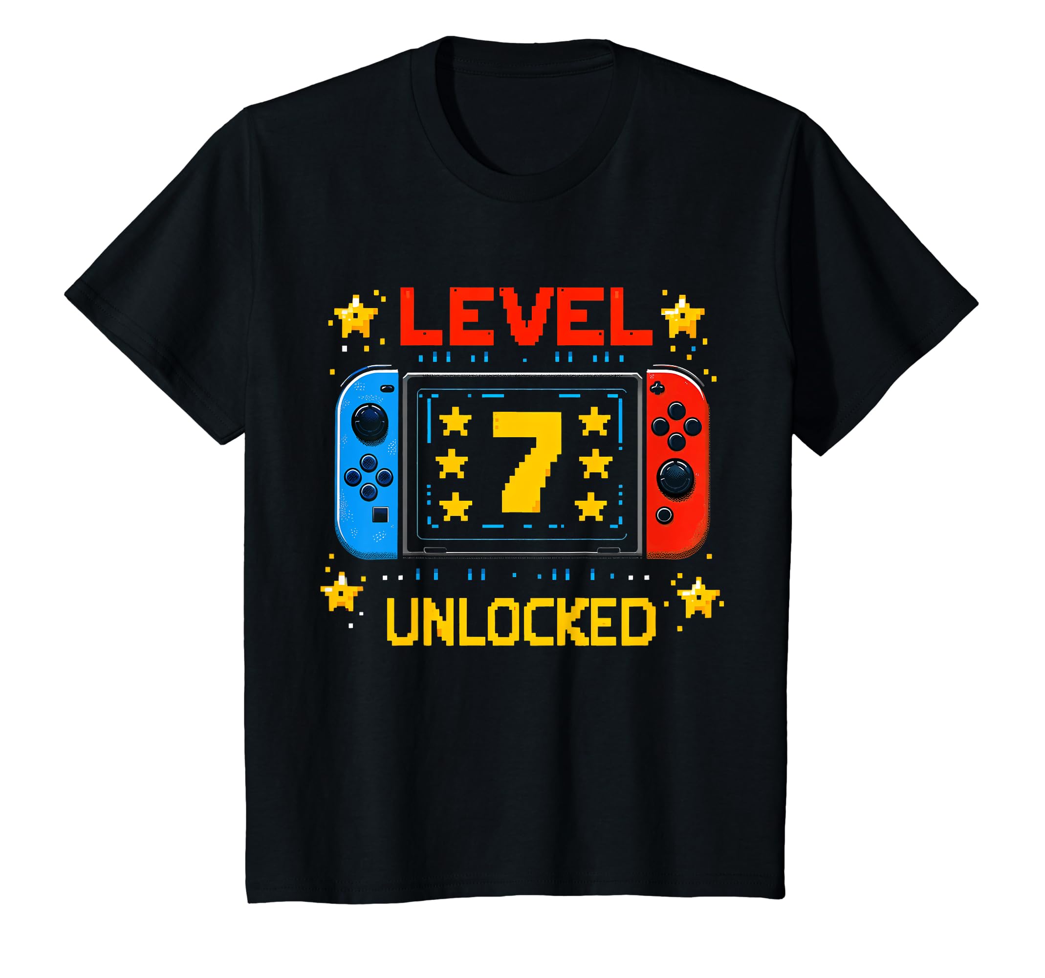Kids Level 7 Unlocked Gamer Seven 7th Birthday Video Games Boys T-Shirt