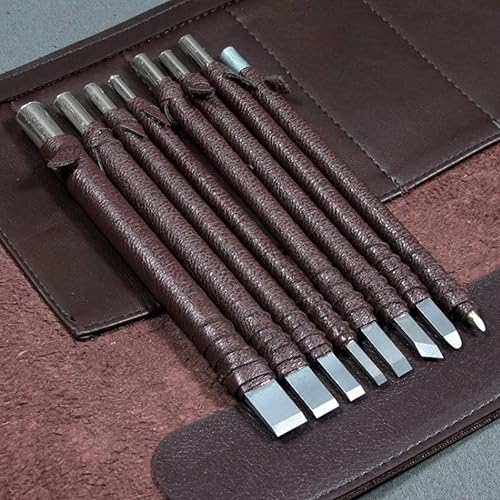 Miniatura 5 de Juego de herramientas de tallado de piedra Juego de herramientas de tallado de cincel, 8 unids grabado tallado hoja de corte cincel juego de