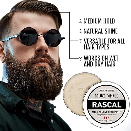 Miniatura 9 de Rascal Deluxe Pomade 4  Wet Light Hold Pomade Pomade No 4 34oz